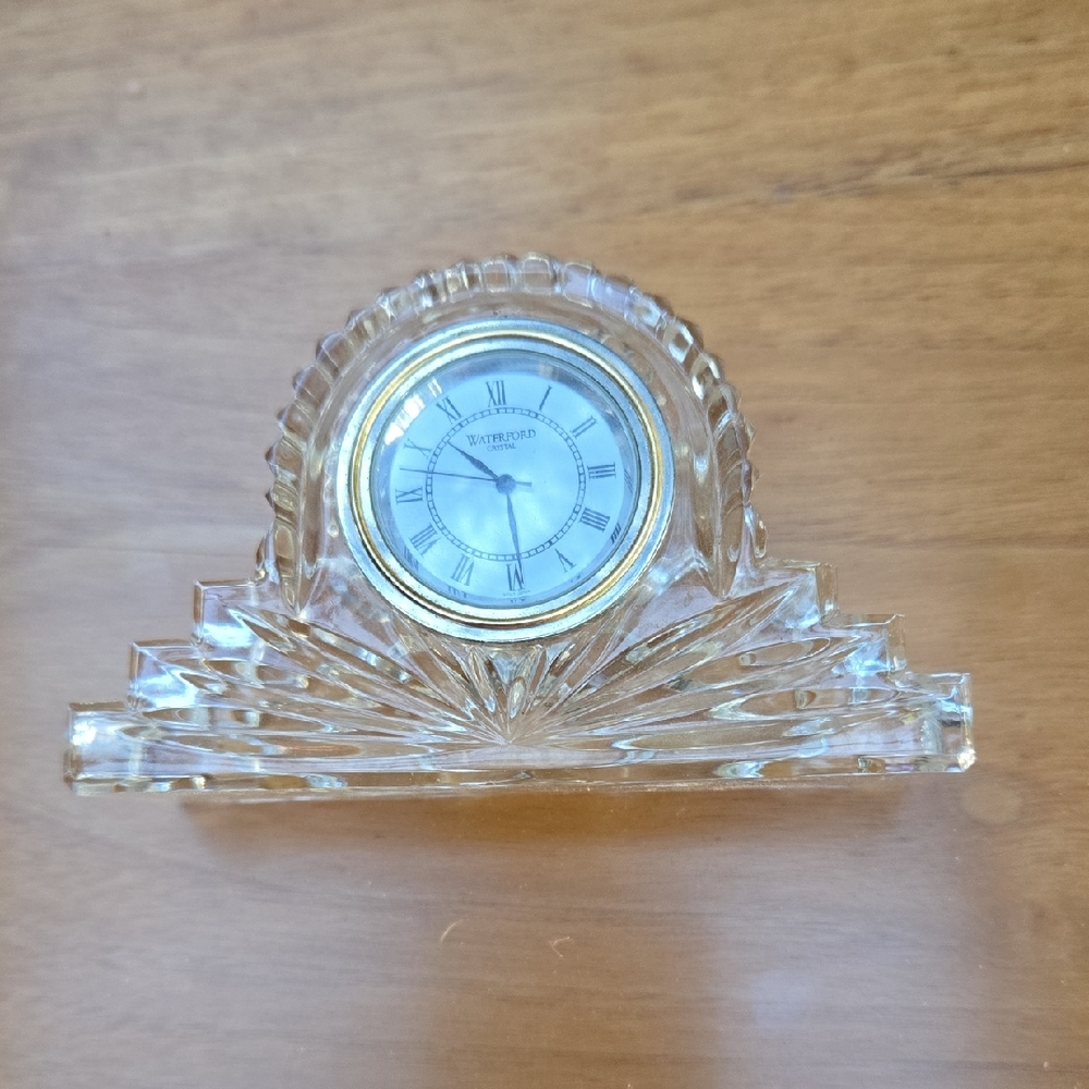 Miniature Waterford Crystal Clock with Gold Trim